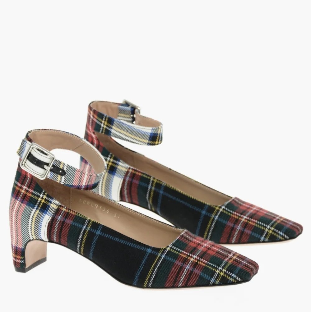 NWB Maison Margiela MM22 6cm Tartan Checked Ankle-Strap Pumps
